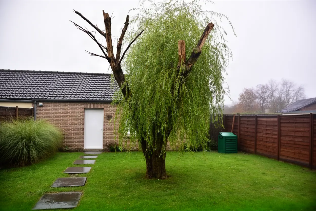 Saule avec branche morte avant intervention à Coulogne